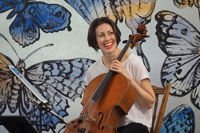 ASQ Cellist (2013 - 2020) performing an ASQ Close Quarters event in Brisbane, 2019