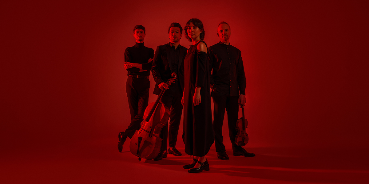 Australian String Quartet photography by Jacqui Way artwork by Cul-de-Sac Creative